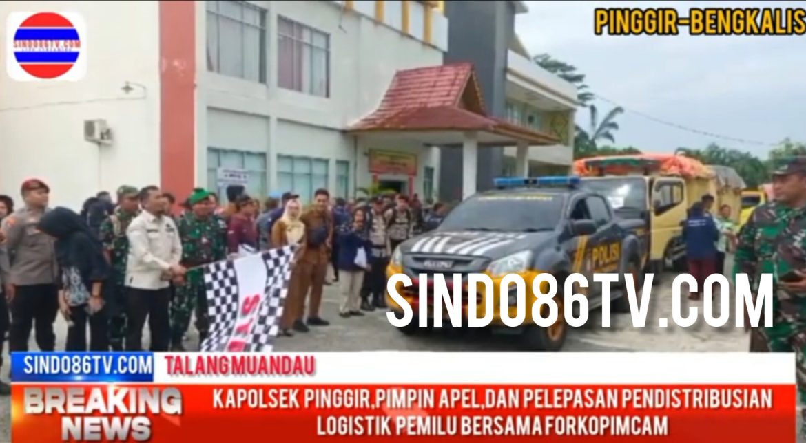 Kapolsek pinggir pimpin apel dan pelepasan pendistribusian logistik pemilu bersama forkofimcam