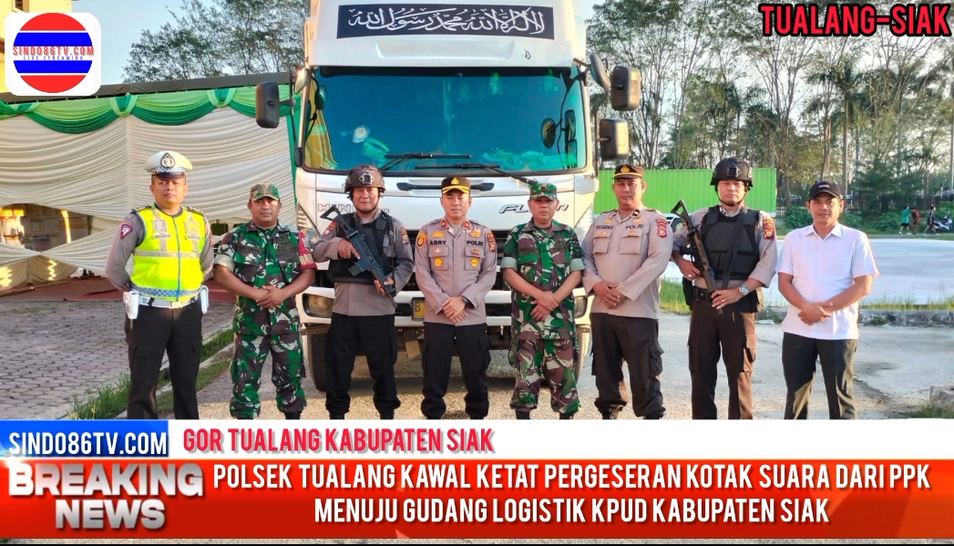 Polsek Tualang Kawal Ketat pergeseran kotak Suara dari PPK menuju gudang logistik KPUD kabupaten Siak