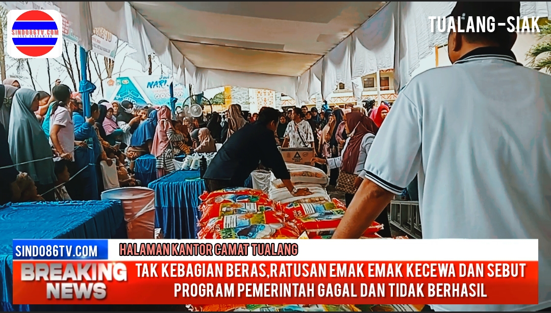 Tak kebagian beras,ratusan emak emak kecewa dan sebut program pemerintah gagal tidak berhasil