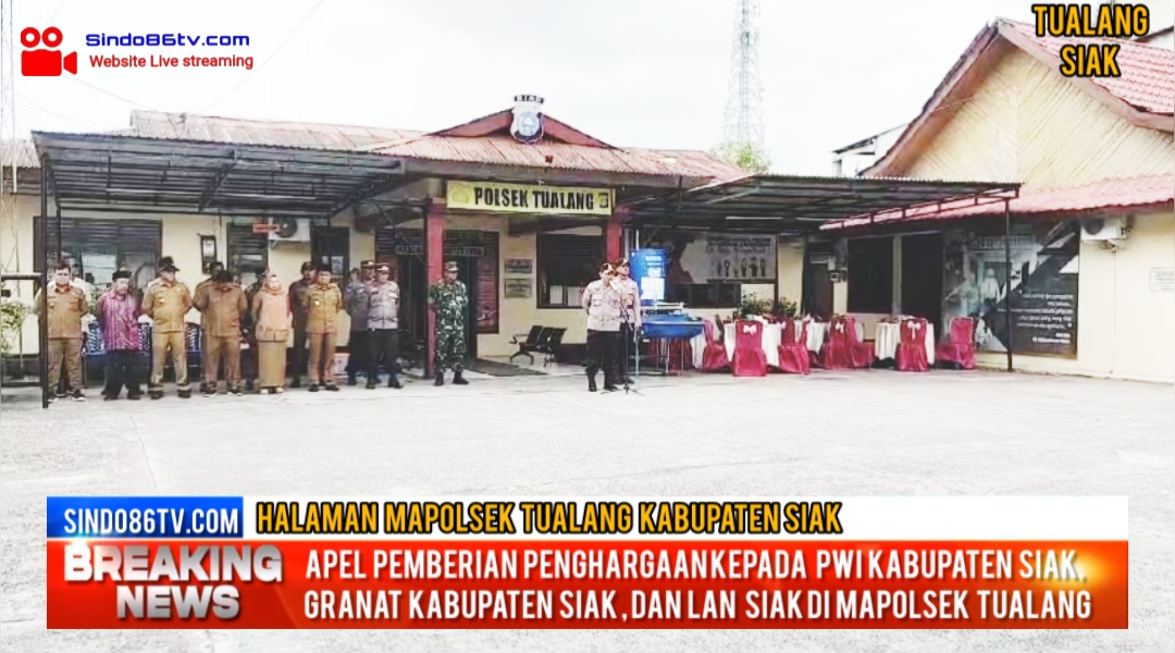 Apel pemberian penghargaan kepada  PWI kabupaten Siak,Granat kabupaten Siak dan Lembaga Anti Narkotika Kabupaten Siak Di Mapolsek Tualang.