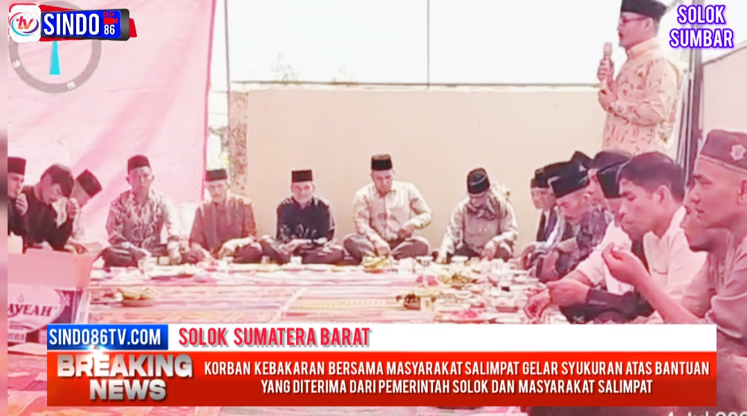 Korban kebakaran bersama masyarakat gelar syukuran atas bantuan yang di berikan oleh pemerintah kab Solok dan masyarakat