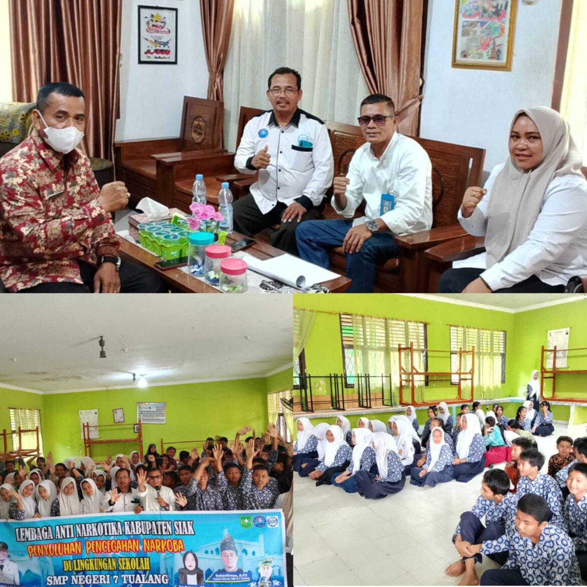 Lembaga Anti Narkotika kabupaten Siak gelar penyuluhan P4GN di SMP Negeri 07 Tualang.