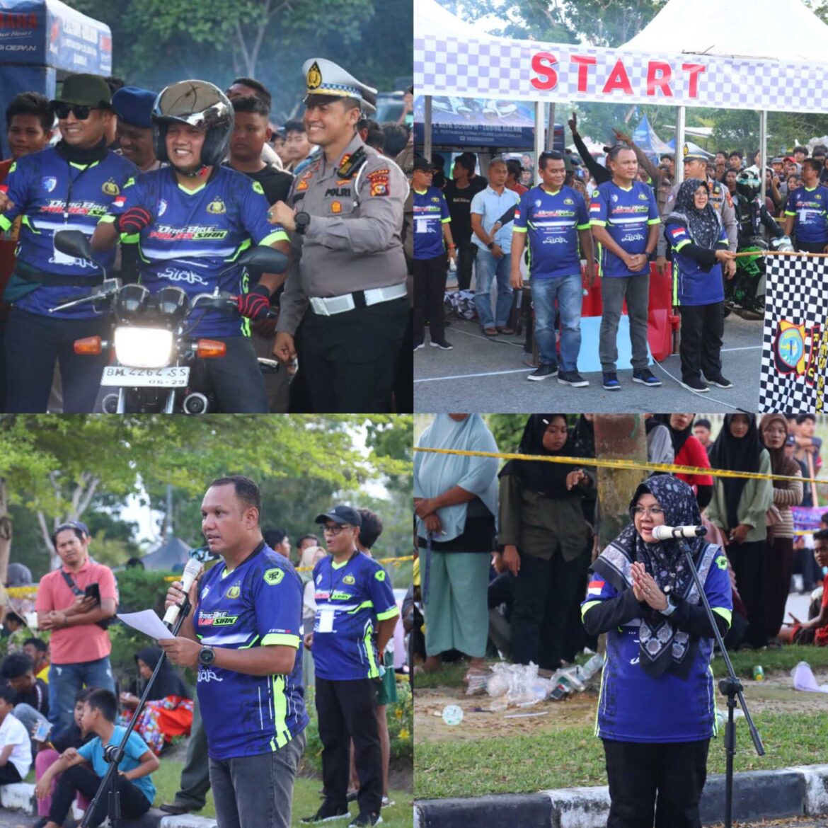 Drag bike meriahkan HUT lalu lintas bhayangkara ke 70 di Siak ribuan warga tumpah ruah