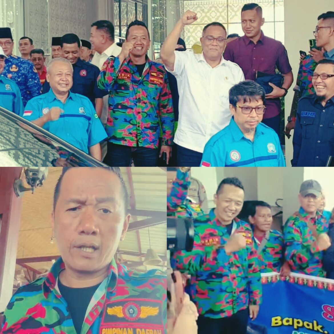 Ketua PD provinsi Riau FSPTI Dedi kusnedi beserta jajaran menyambut kedatangan menteri Lingkungan hidup Muhammad jumhur hidayat di bandara internasional sultan Syarif Kasim II pekanbaru