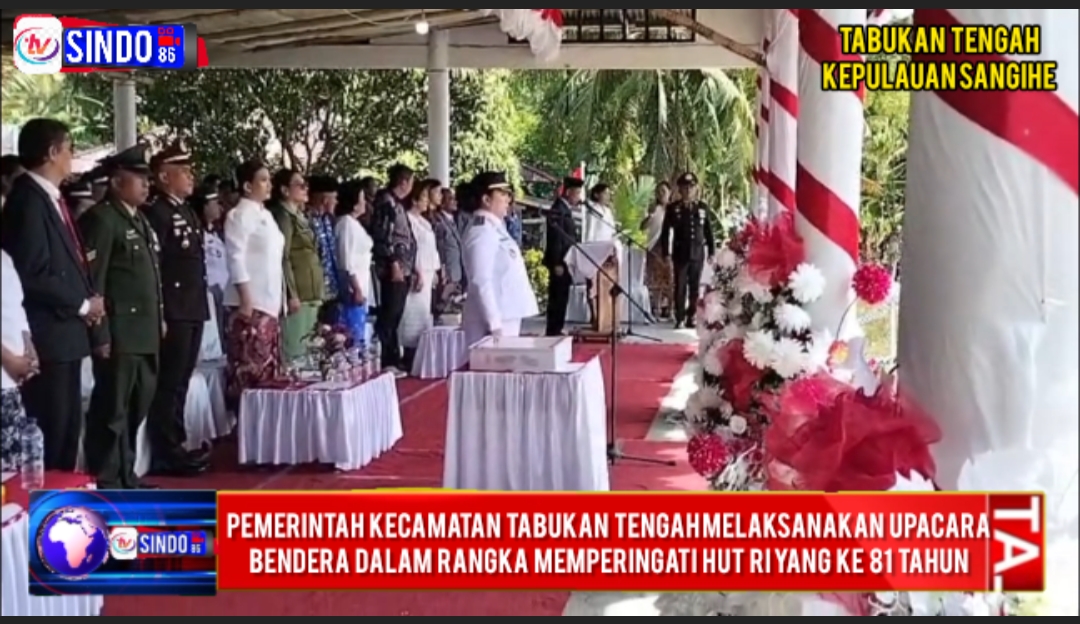 Pemerintah kecamatan Tabukan Tengah melaksanakan Upacara Bendera dalam Rangka memperingati HUT RI yang ke 81 tahun.