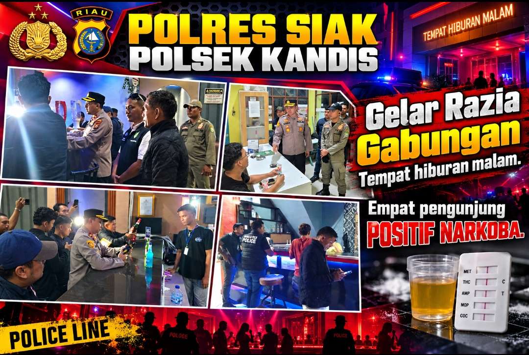 Polres Siak Bersama Polsek Kandis gelar Razia Gabungan tempat hiburan malam,empat pengunjung positif Narkoba.