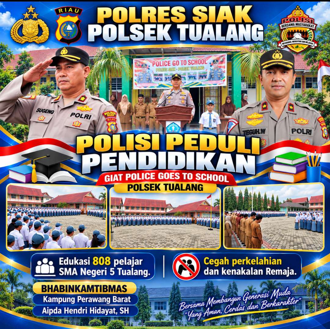 Polisi peduli pendidikan,Polsek Tualang Edukasi 808 pelajar SMA negeri 5 Tualang ,cegah perkelahian dan kenakalan remaja.